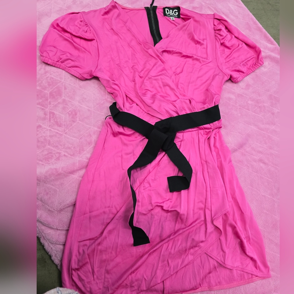🩷D&G🩷 Pink Mini Dress with Black Bow.Size 28/42